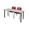 Kee Rectangle Tables > Training Tables > Kee Table & Chair Sets, 66 W, 24 L, 29 H, Maple MT6624PLBPBK47BY - alternate 1